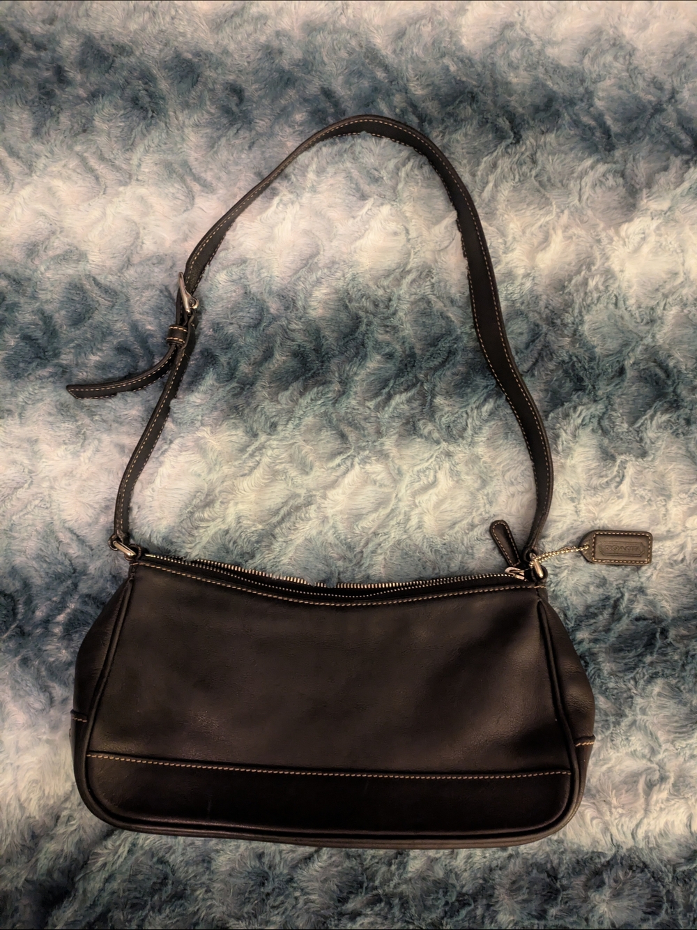 Coach Black Leather Shoulder Bag Silver Hardware Y2K Vintage Coach Demi 11x5